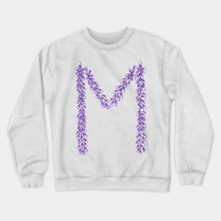 Lavender Letter M Hand Drawn in Watercolor and Ink Crewneck Sweatshirt